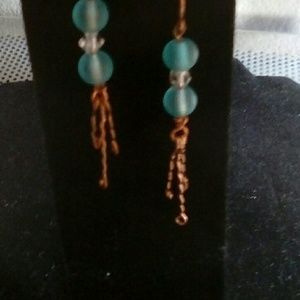 Ladies Copper & Glass Earrings .. NWOT